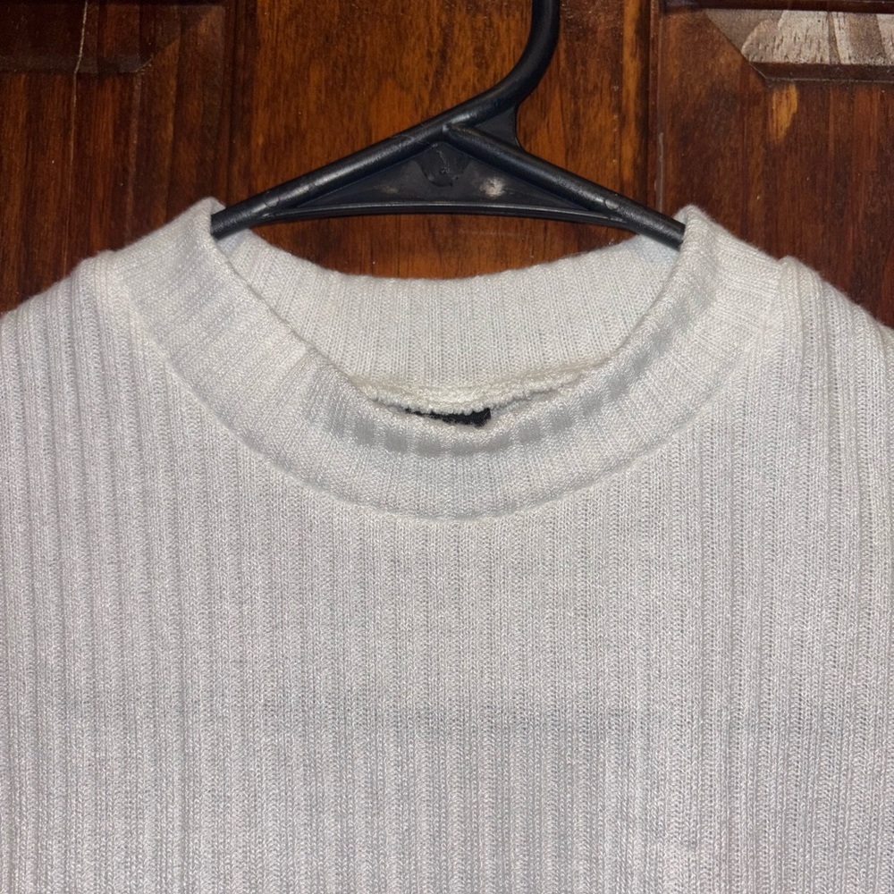 SHEIN Sleeveless Ribbed White Top High Neck - Picture 3 of 4